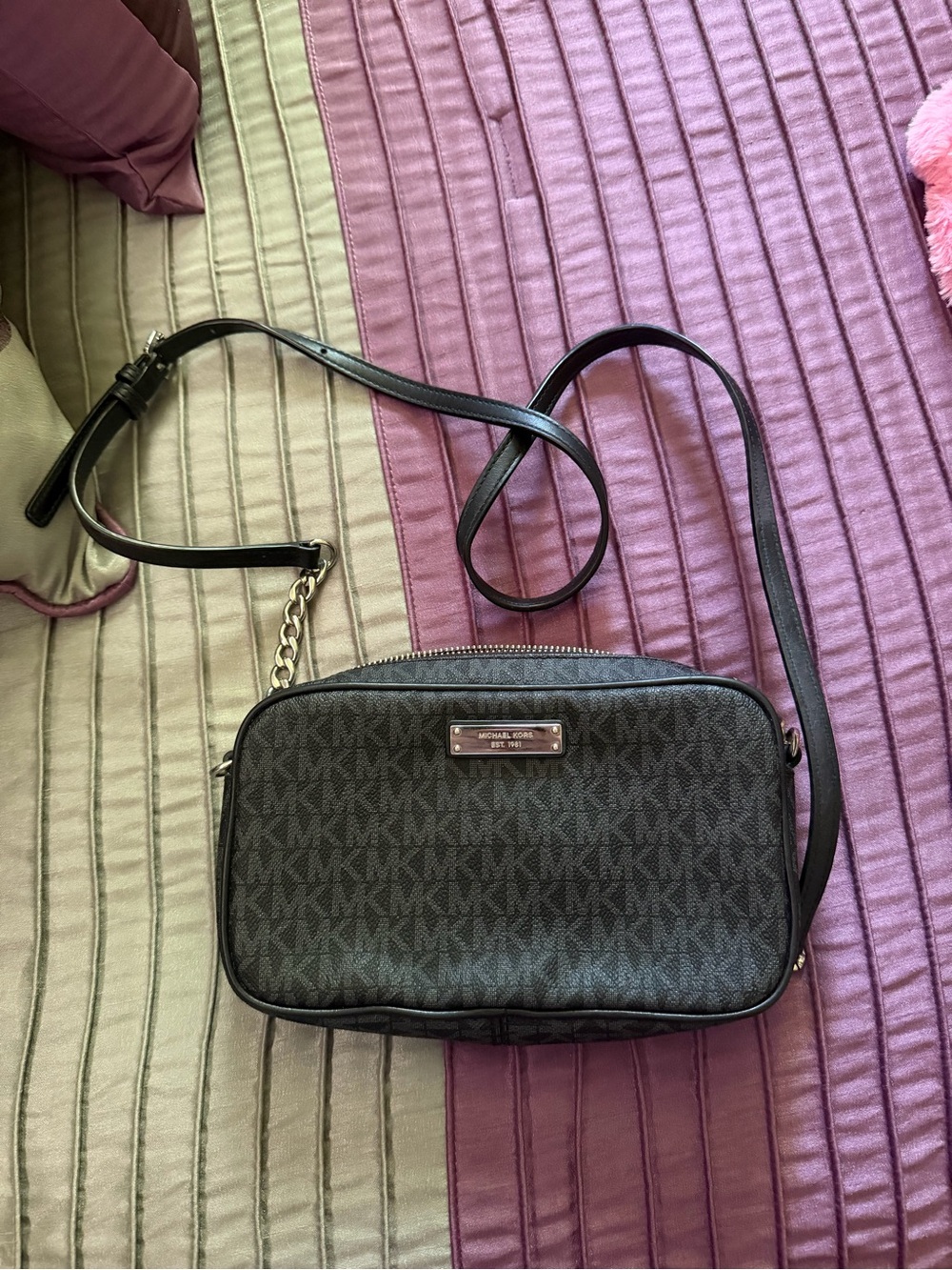 Michael Kors Black Logo Monogram Crossbody Bag